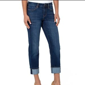 Liverpool Marley Girlfriend Straight Leg Mid Rise Cuffed Crop Eco Denim Jeans